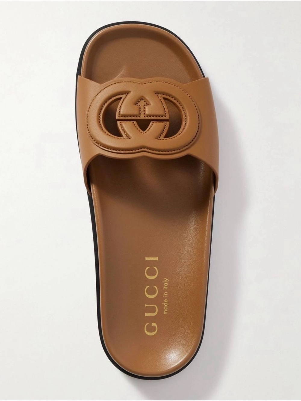 Gucci Tan Cosmos Leather Double-G Slide Sandals, Size 7 NWOB - Picture 3 of 8
